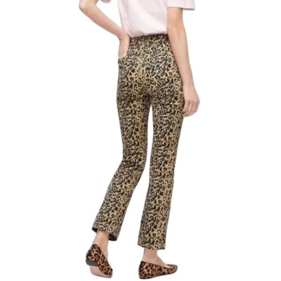 J Crew high rise Leopard Print Kickout Crop Bootcut Pants Jeans Size 26 New - Picture 3 of 12